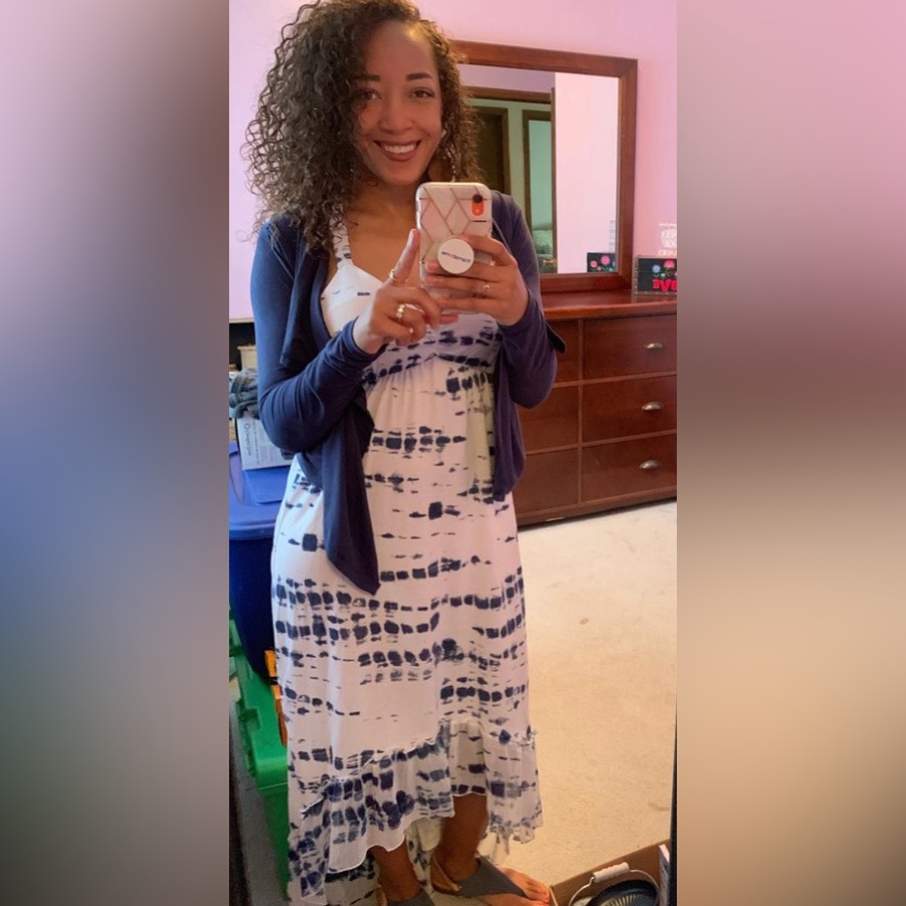 Blue/White Tye Dye Maxi Dress